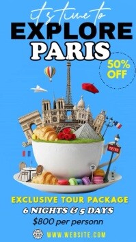 Visit Paris and Eiffel Tower Digital Display (9:16) template