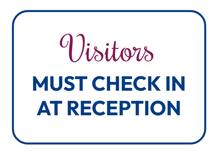 Visitors must check in at the reception Template | PosterMyWall