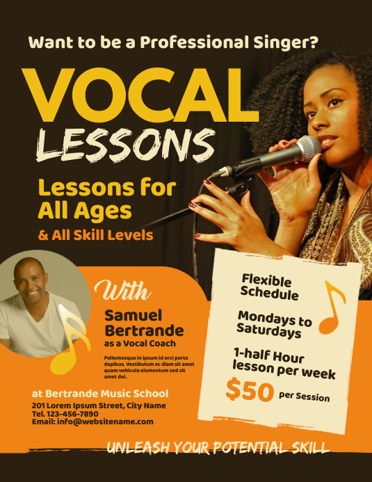 Vocal Lessons Flyer Template | PosterMyWall