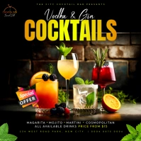 Vodka and Gin Cocktail bar advertisement Instagram post flyer template