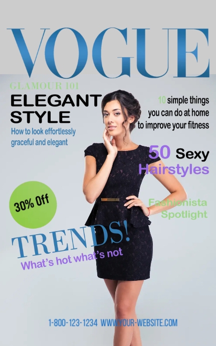 Vogue Elegant Style Magazine Cover Template Postermywall