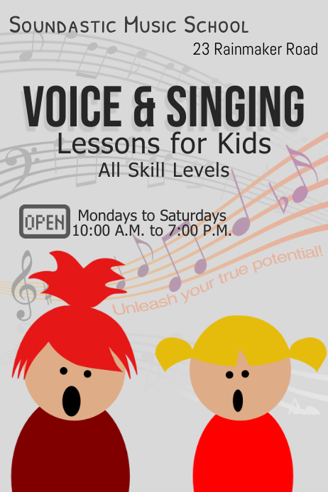 voice & singing lessons template | PosterMyWall