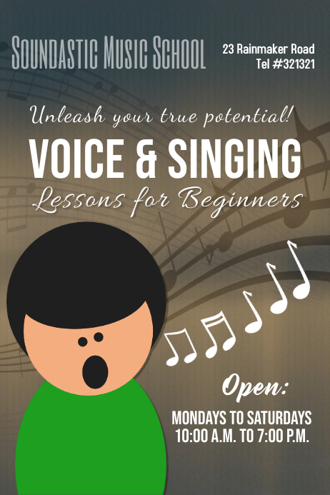 voice & singing lessons template Póster