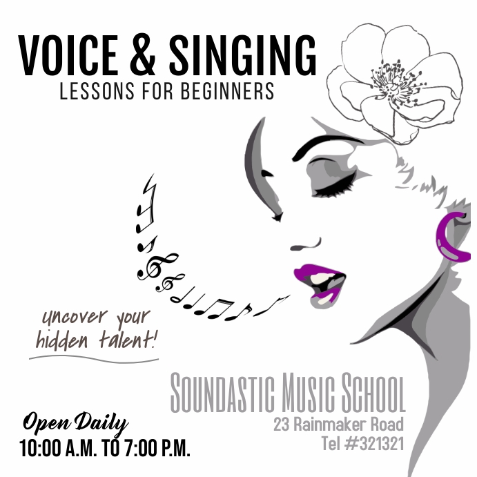 voice & singing lessons template | PosterMyWall