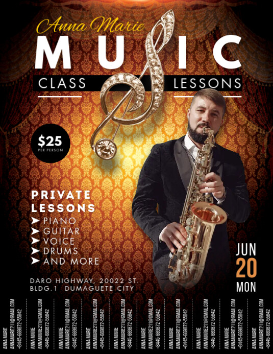 Voice Lessons Class Flyer With Tearoff Tabs Template PosterMyWall