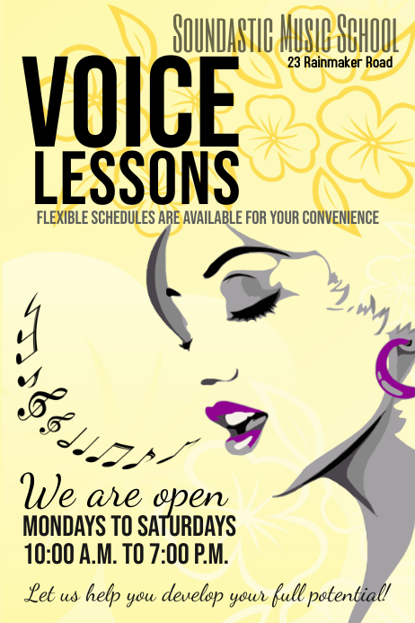voice lessons template | PosterMyWall