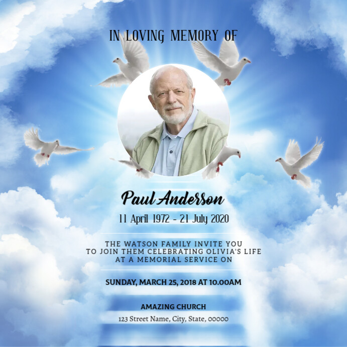Voice of Heaven Funeral Instagram post Template PosterMyWall