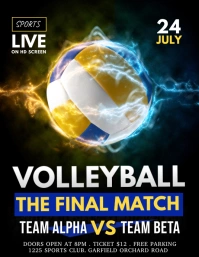 volleyball, volleyball tournament, game Volantino (US Letter) template
