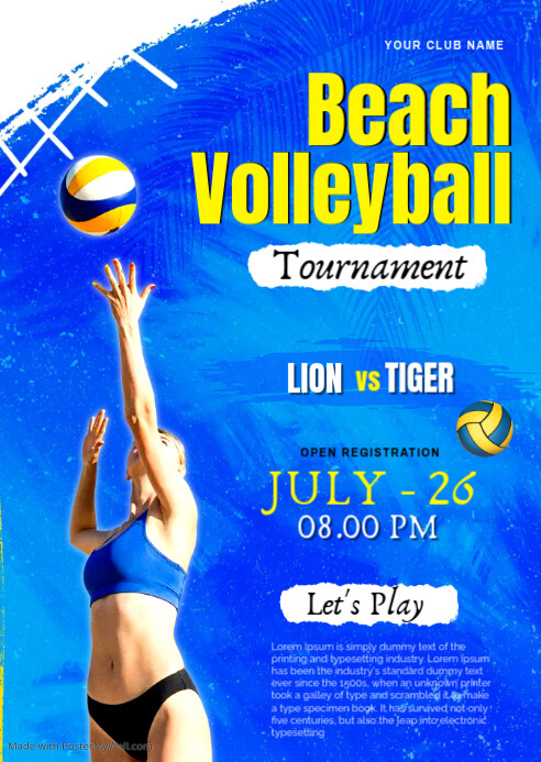 VOLLEYBALL Template PosterMyWall