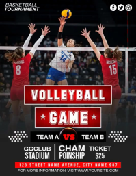 Black Volleyball Game Volantino Template