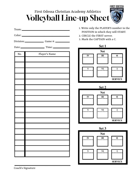 Volleyball Line-Up Sheet Flyer (US Letter) template