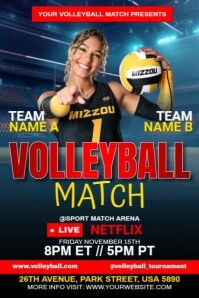 Black Volleyball Match Plakat Template
