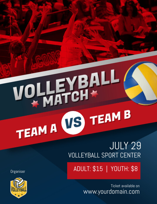 Volleyball Match Game Poster Flyer Template PosterMyWall
