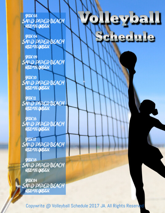 Volleyball Schedule Template PosterMyWall