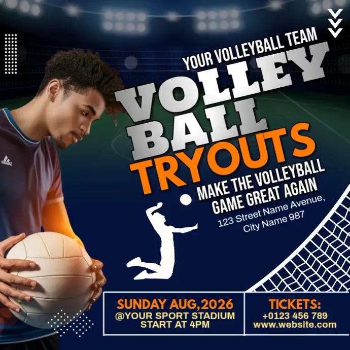 Tryouts Design Volleyball Sport Tryout Template | PosterMyWall