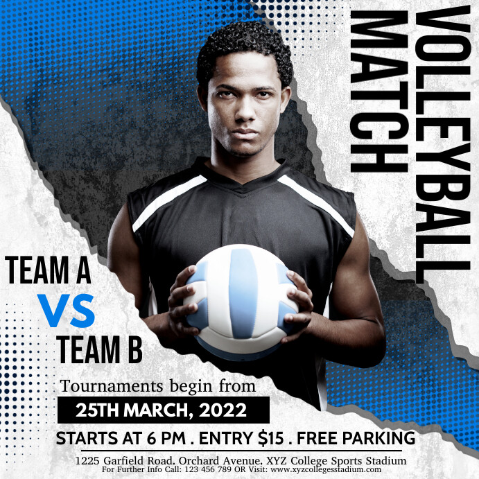 volleyball template, sports, volleyball flyer Instagram Post