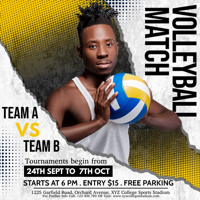 volleyball template, sports, volleyball flyer Instagram Post