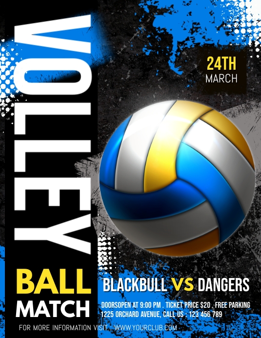 volleyball template, sports, volleyball flyer Ulotka (US Letter)