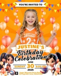 VOLLEYBALL THEME BIRTHDAY INVITATION FOR KIDS Instagram Portrait template