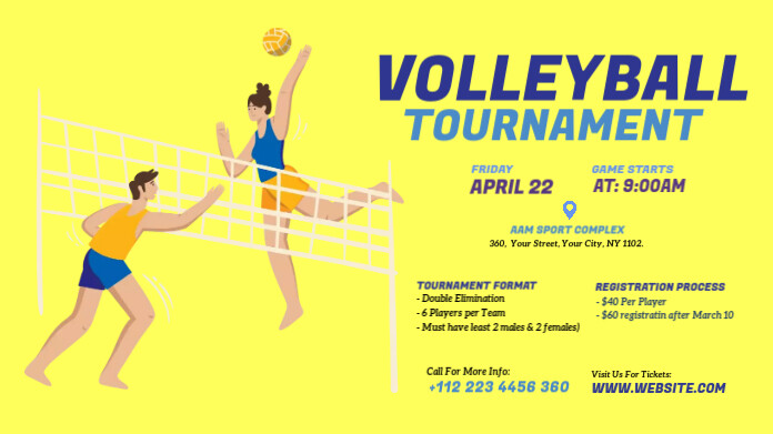 Volleyball Tournament Ad Template Publicação do Twitter