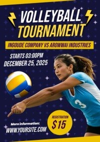 Volleyball Tournament Ads A3 template