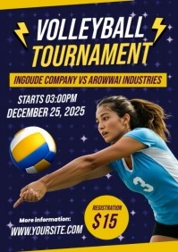 Volleyball Tournament Ads A3 template