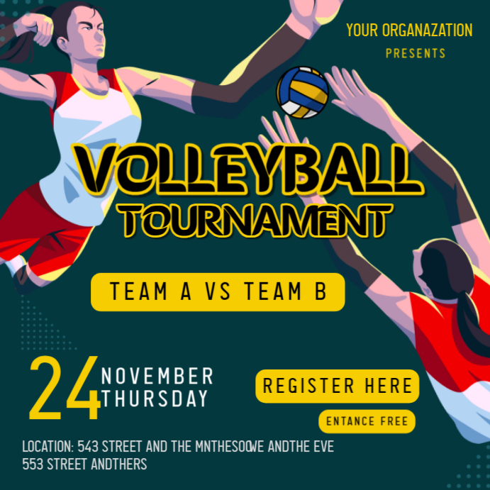 Volleyball tournament Template | PosterMyWall