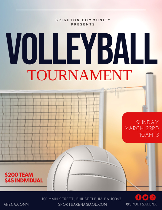 Volleyball Tournament Pamflet (VSA Brief) template