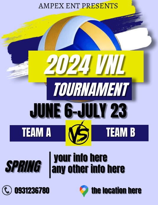 Tournament Week Lettering Volleyball Tournament Event Flyer (us Letter) Template | PosterMyWall