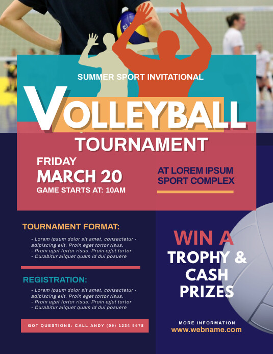 Volleyball Tournament Flyer Template PosterMyWall