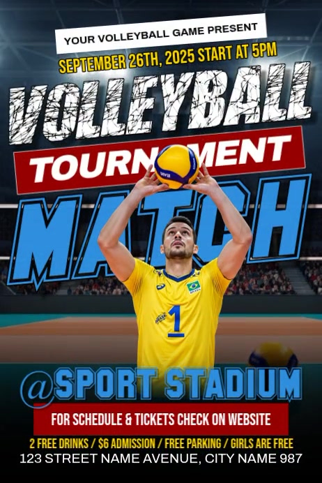 Plantilla de Volleyball Tournament Match | PosterMyWall