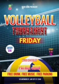Volleyball tournament poster A3 template