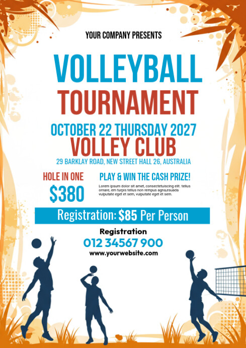 Plantilla de Volleyball Tournament Template a4 | PosterMyWall