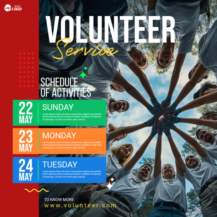 Volunteer activity schedule post Template | PosterMyWall