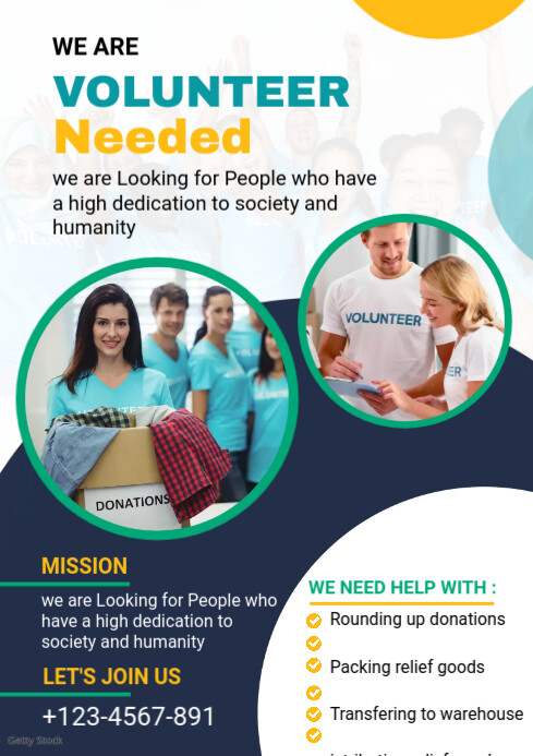Volunteer Needed Recruitment flyer Template | PosterMyWall
