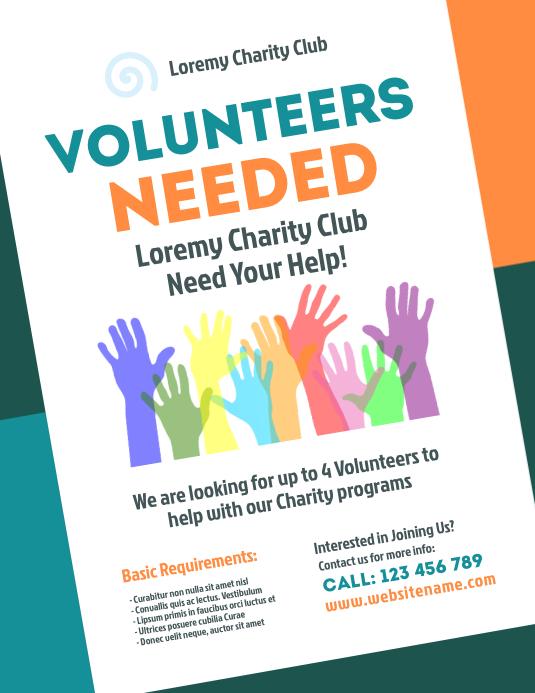 Volunteers Needed Flyer Рекламная листовка (US Letter) template