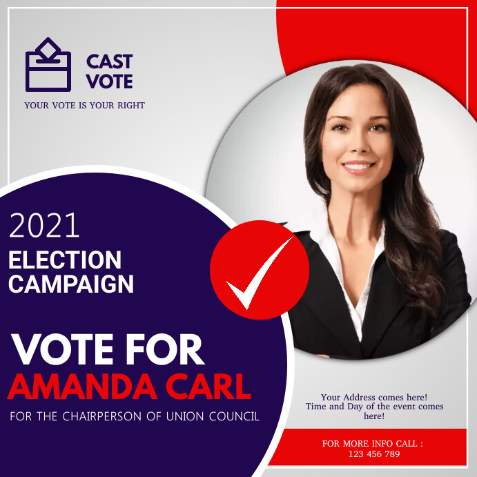 vote, vote for, election campaign Wpis na Instagrama template