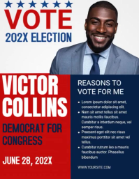 VOTE Campaign FLYER design, election flyer Løbeseddel (US Letter) template