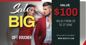 Black Gift Voucher Promotion Facebook Shared Image Template
