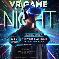 VR Video Gaming Night Invitation Flyer โพสต์บน Instagram template
