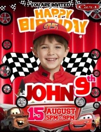 Vroom Vroom! John’s 9th Birthday Grand Prix Flyer (US Letter) template