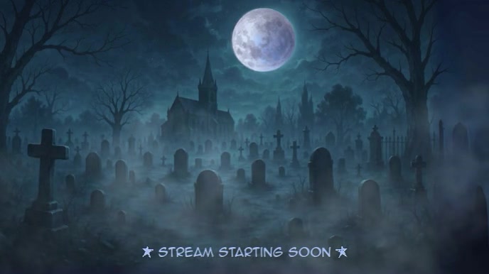 VTuber Background - Scary Graveyard Animated Background - Stream Starting Soon Apresentação (16:9) template