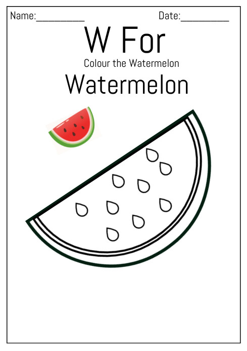 W Is For Watermelon Coloring Pages Easy Printable Watermelon Coloring