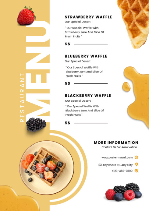 Waffles Menu Template PosterMyWall