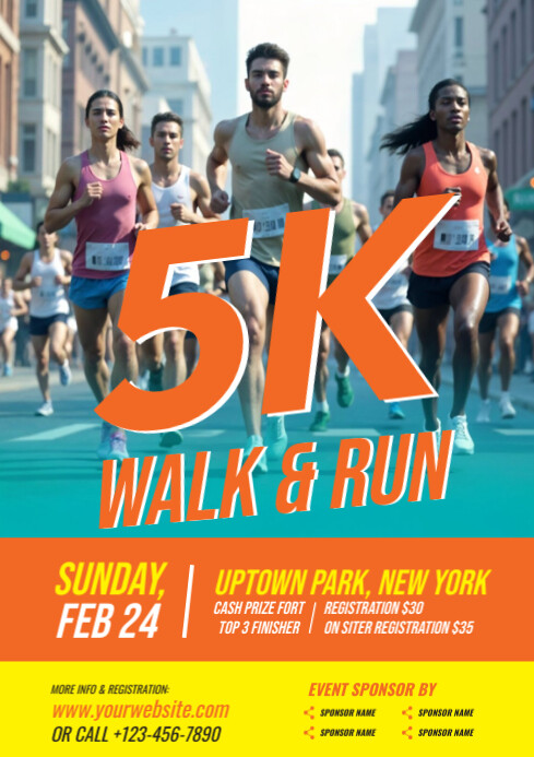 Customer Walk In Form Flyers Walk And Run Event Flyer A4 Template | PosterMyWall