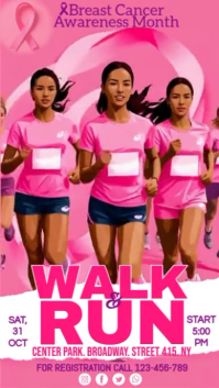 Rød Breast Cancer Awareness Walk/Run Digitalt display Template