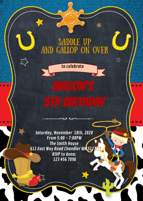 Modele Invitation A Une Fete D Anniversaire De Cowboy Postermywall Modele Invitation A Une Fete D Anniversaire De Cowboy Postermywall