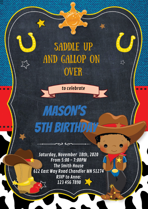 Modele Invitation A Une Fete D Anniversaire De Cowboy Postermywall Modele Invitation A Une Fete D Anniversaire De Cowboy Postermywall