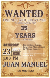 cowboy wanted party Invitation celebration temple flayer editablet celebration kids Tabloid (Таблоид) template