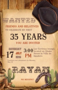 Wanted Invitation Brithday party temple flayer editablet celebration Tabloid template